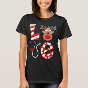 Christmas Nurse Liebe NICU RN ER Santa Reindeer Nu T-Shirt
