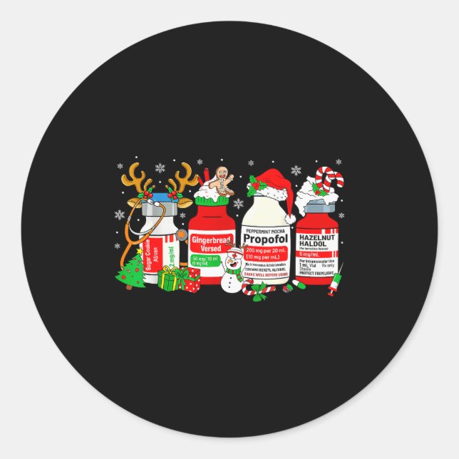 Christmas Nurse Peppermint Mocha Profol Er Ed Icu  Runder Aufkleber (Vorderseite)