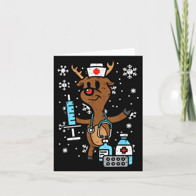 Christmas Nurse Reindeer Funny Xmas Nursing Scrub  Karte (Vorderseite)