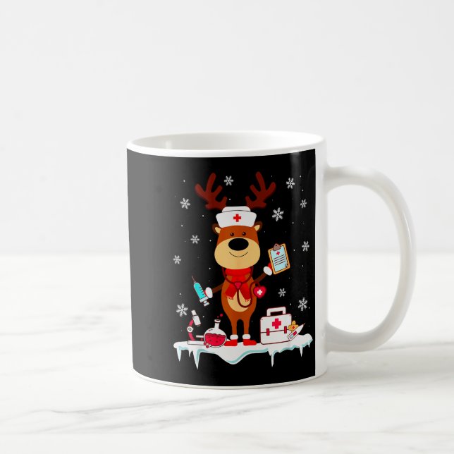 Christmas Nurse Reindeer Funny Xmas Scrub Top Nurs Kaffeetasse (Rechts)