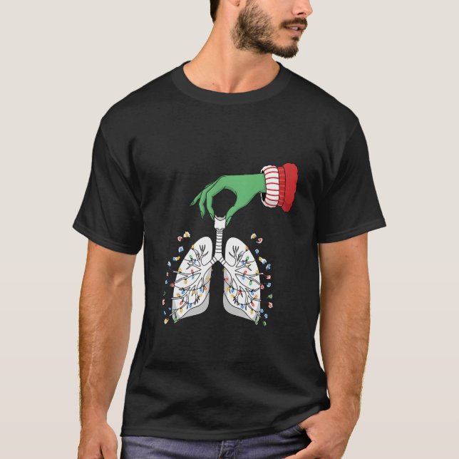 Christmas Nurse Respiratory Therapist Lung Tree  T-Shirt (Vorderseite)