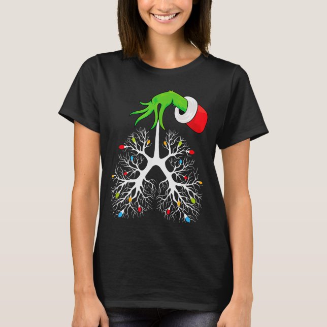 Christmas Nurse Resratory Therast Lung Lights Funn T-Shirt (Vorderseite)