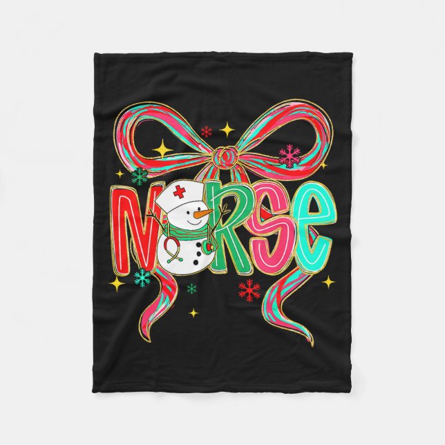 Christmas Nurse Snowman Xmas Pajamas Rn Icu Nicu E Fleecedecke (Vorderseite)
