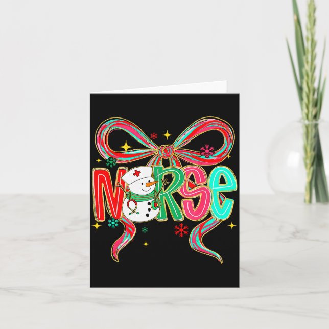 Christmas Nurse Snowman Xmas Pajamas Rn Icu Nicu E Karte (Vorderseite)