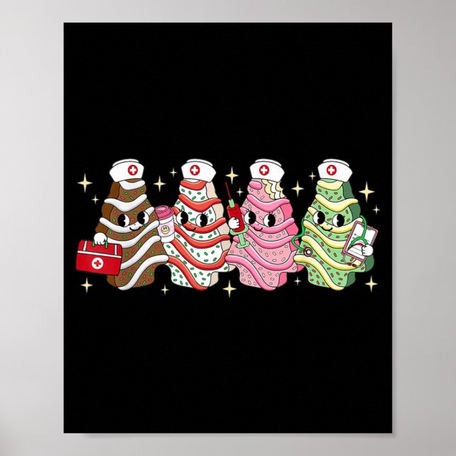 Christmas Nurse Tree Cake Emergency Christmas Rn E Poster (Vorne)
