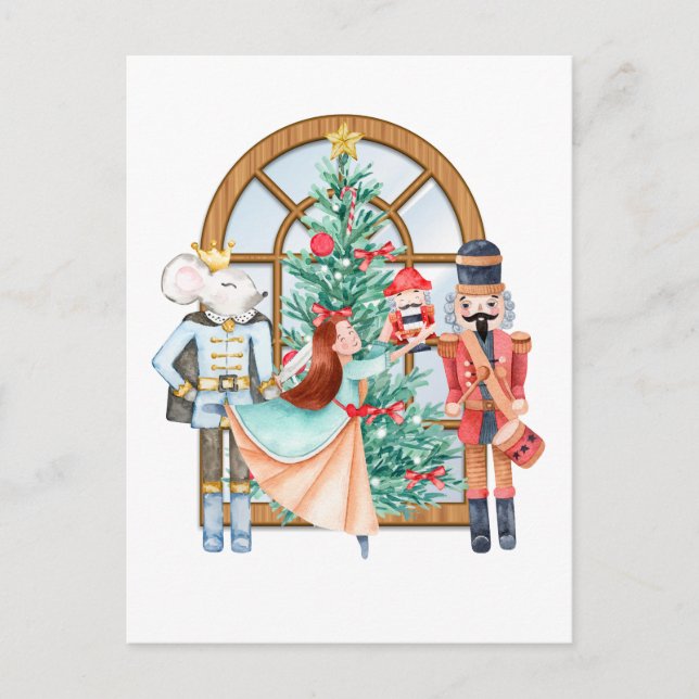 Christmas Nutcracker Ballerina Mouse King Postkarte (Vorderseite)