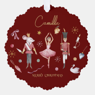 Christmas Nutcracker Ballerina Whimsical Kids Name Ornament Karte