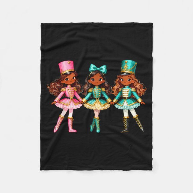 Christmas Nutcracker Black Girls Kids Festive Xmas Fleecedecke (Vorderseite)