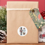Christmas Nutcracker Candy Cane Weihnachtswünsche Runder Aufkleber<br><div class="desc">Ein bezaubernder Aufkleber mit einem festlichen Weihnachtsknusprigen,  einem Bonbons und Weihnachtswünschen ist perfekt,  um heiße Kakaosorten am Feuer zu schlürfen.</div>