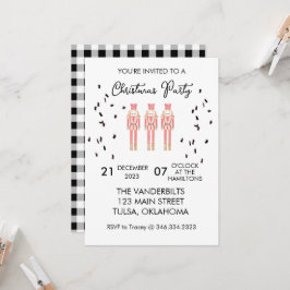 Christmas Nutcracker Gingham Einladungen