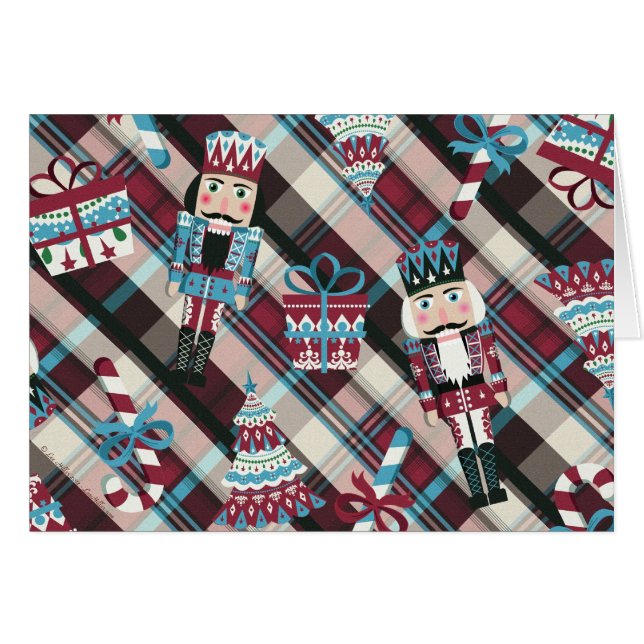 Christmas Nutcracker Kariert Blue Burgund (Vorderseite (Horizontal))