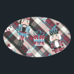 Christmas Nutcracker Kariert Blue Burgund Ovaler Aufkleber<br><div class="desc">Thank You for visiting The Holiday Christmas Shop! You are viewing The Lee Hiller Designs Holiday Collection of Home and Office Decor,  Apparel,  Ohrs,  Collectibles and more. The Designs inklusive Lee Hiller Fotogray in Hand Drawn Mixed Media and Digital Art Collection.</div>