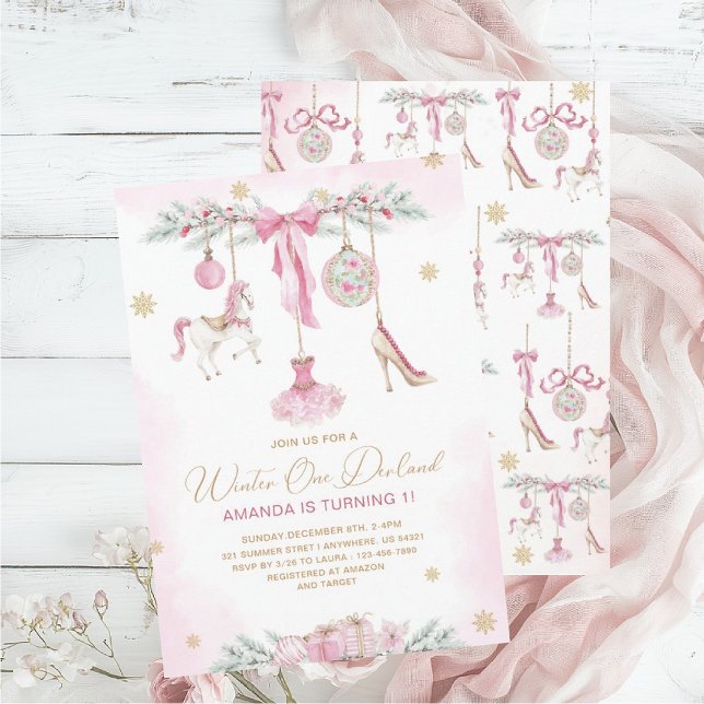 Christmas Nutcracker One DerLand pink ballet baby  Einladung (Von Creator hochgeladen)