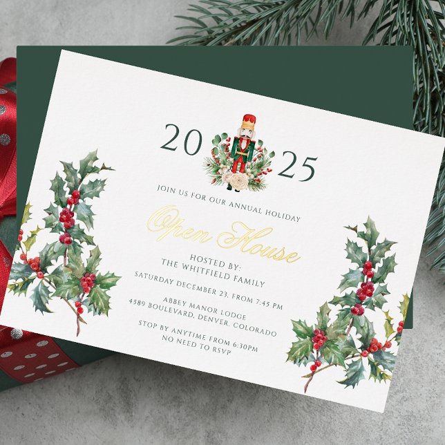 Christmas Nutcracker Open House Holiday Gold Folieneinladung (Christmas Nutcracker Open House Holiday Gold Foil Invitation)