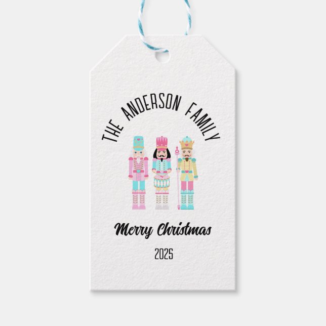 Christmas Nutcracker Pastel Personalized Name Geschenkanhänger (Vorderseite)