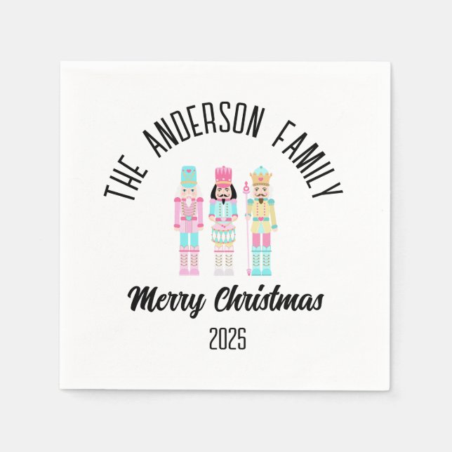 Christmas Nutcracker Pastel Personalized Name Serviette (Vorderseite)