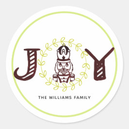 Christmas Nutcracker Personalisiert Joy Runder Aufkleber
