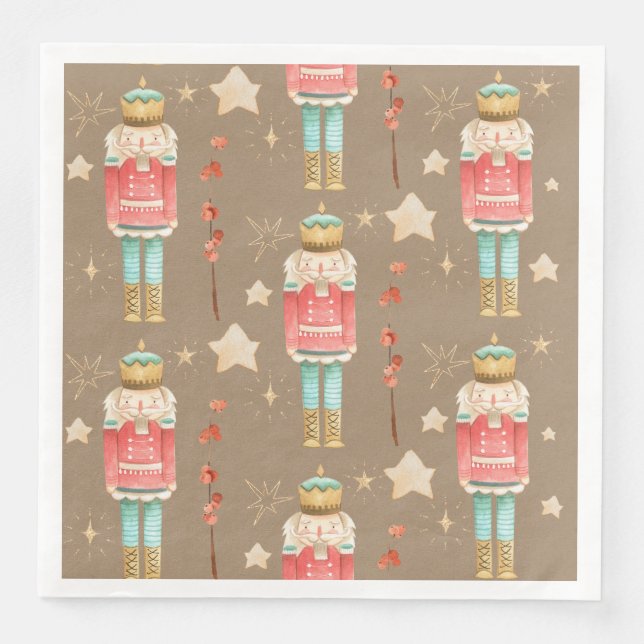 Christmas Nutcracker Rustic Kraft Serviette (Vorderseite)