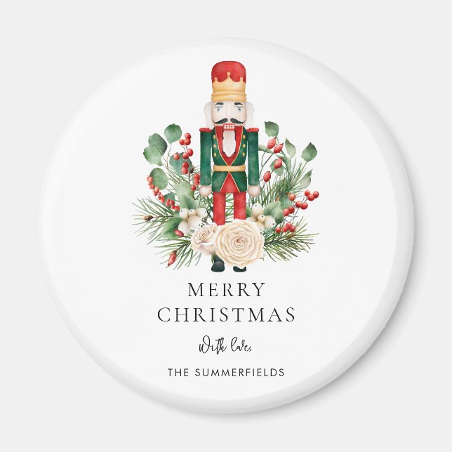 Christmas Nutcracker Script Greenery Holiday Magnet (Vorne)