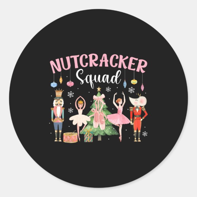 Christmas Nutcracker Squad Ballet Dance Women Kids Runder Aufkleber (Vorderseite)