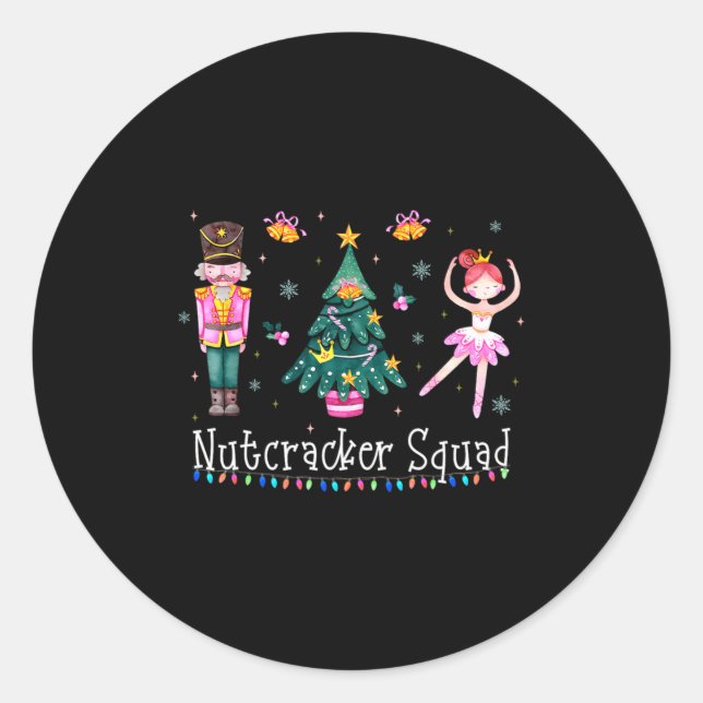 Christmas Nutcracker Squad Ballet Dance Women Kids Runder Aufkleber (Vorderseite)