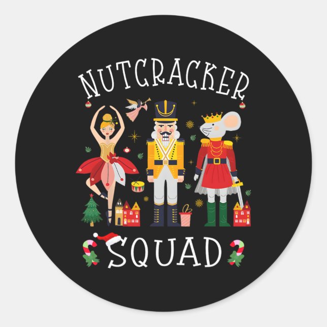 Christmas Nutcracker Squad Byllet Dance Women Kids Runder Aufkleber (Vorderseite)