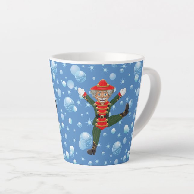 Christmas Nutcracker Tänzer Rustic Wood Latte Tass Milchtasse (Rechte Ecke)