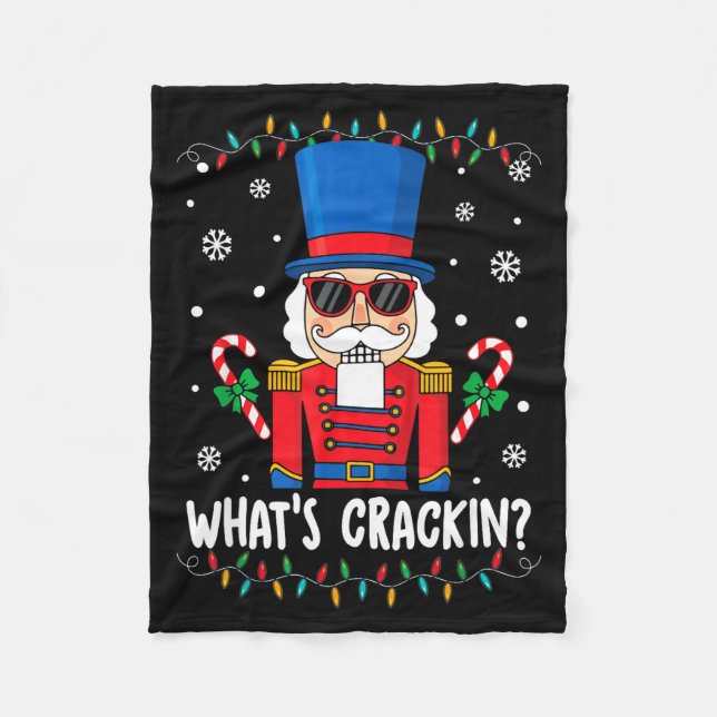 Christmas Nutcracker Whats Crackin Funny Xmas Men  Fleecedecke (Vorderseite)