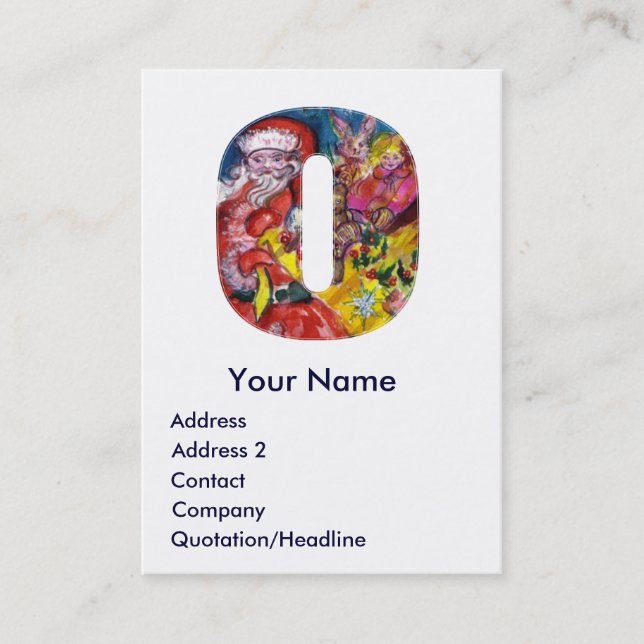 CHRISTMAS O SCHREIBEN / SANTA MIT GIFTMONOGRAMM VISITENKARTE (Vorderseite)