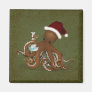 Christmas Octopus Chemie Labrador Steampunk Magnet