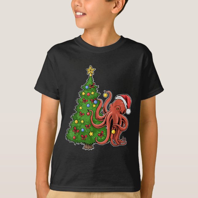 Christmas Octopus  T-Shirt (Vorderseite)