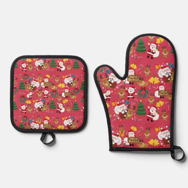 christmas ofenhandschuh & Topflappen-Set (Vorderseite)