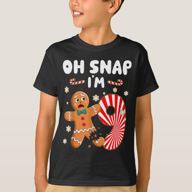 Christmas Oh Snap 9 Year Old Gingerbread Man 9th B T-Shirt (Vorderseite)