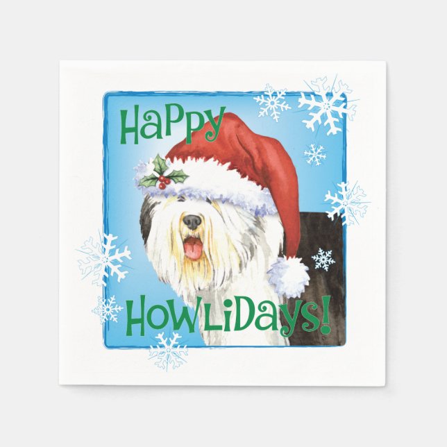 Christmas Old English Sheepdog Napkins Serviette (Vorderseite)
