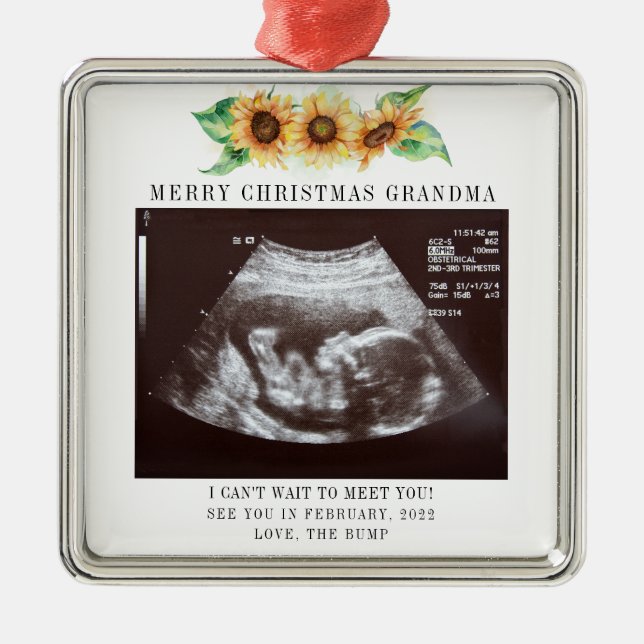 Christmas Oma Baby Foto Sonnenblume Ornament Aus Metall (Vorne)