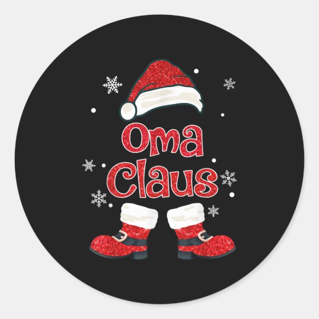 Christmas Oma Claus Grandmother Aunt Mother Daught Runder Aufkleber (Vorderseite)
