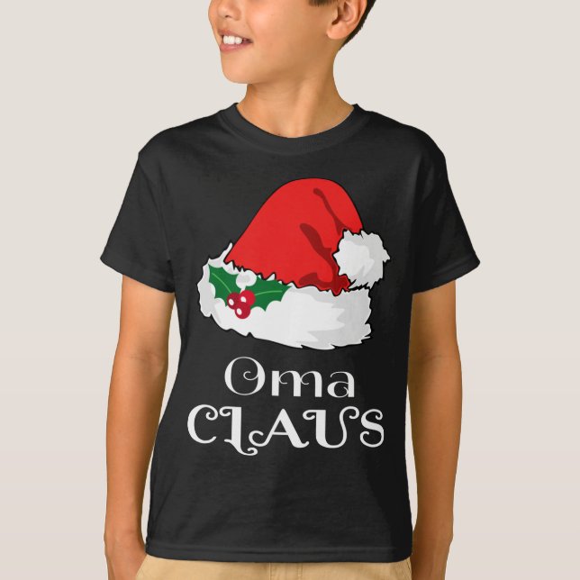 Christmas Oma Claus Matching Pajama Weihnachtsmann T-Shirt (Vorderseite)