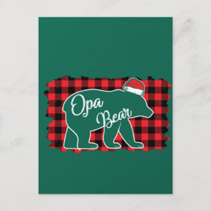 Christmas Opa Bear Christmas Red Plaid Buffalo Fam Postkarte