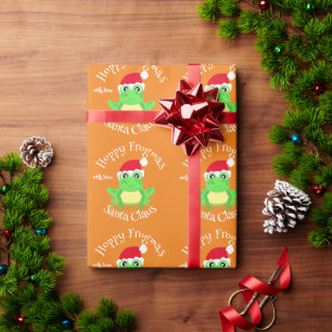 Christmas Orange Frog Weihnachtsmannmütze Novelty Geschenkpapier