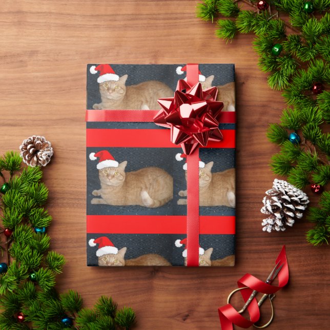 Christmas Orange Tabby Cat Geschenkpapier (Feiertagsgeschenk)
