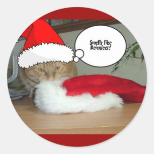 Christmas Orange Tabby Cat Runder Aufkleber