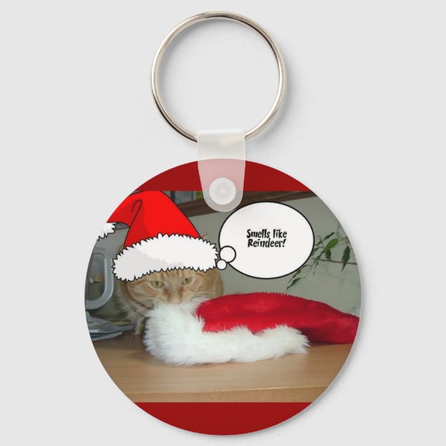 Christmas Orange Tabby Cat Schlüsselanhänger (Vorderseite)