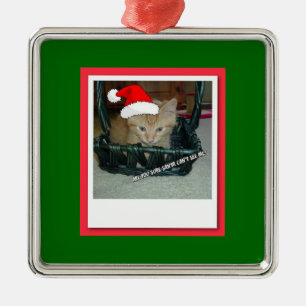 Christmas Orange Tabby Kitty Cat Silbernes Ornament