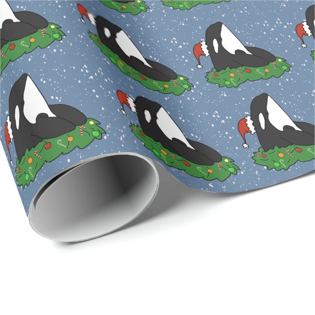Christmas Orca Killer Whale  Geschenkpapier (Rolleneckpunkt)