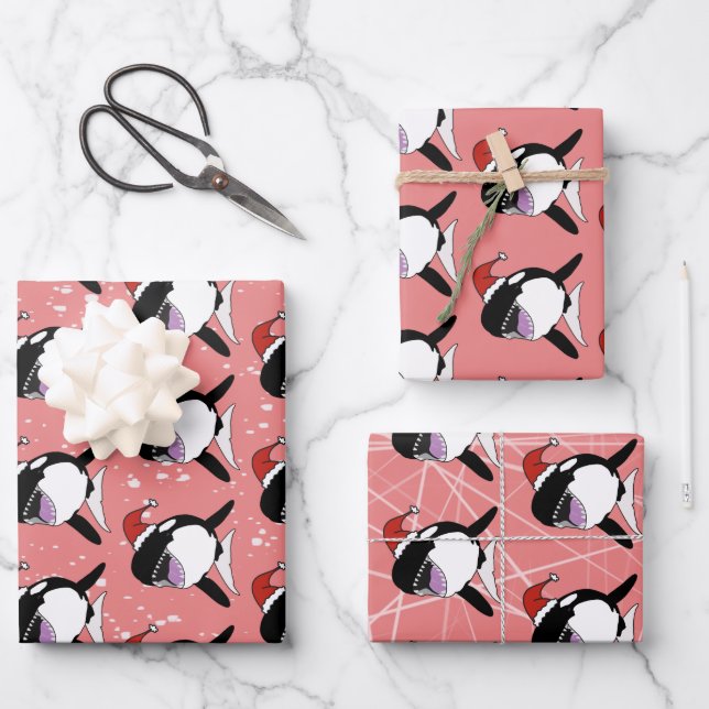 Christmas Orca Killer Whale Geschenkpapier Set (Vorderseite)