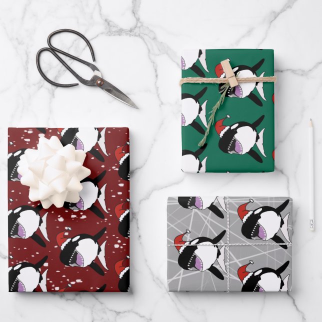 Christmas Orca Killer Whale Geschenkpapier Set (Vorderseite)