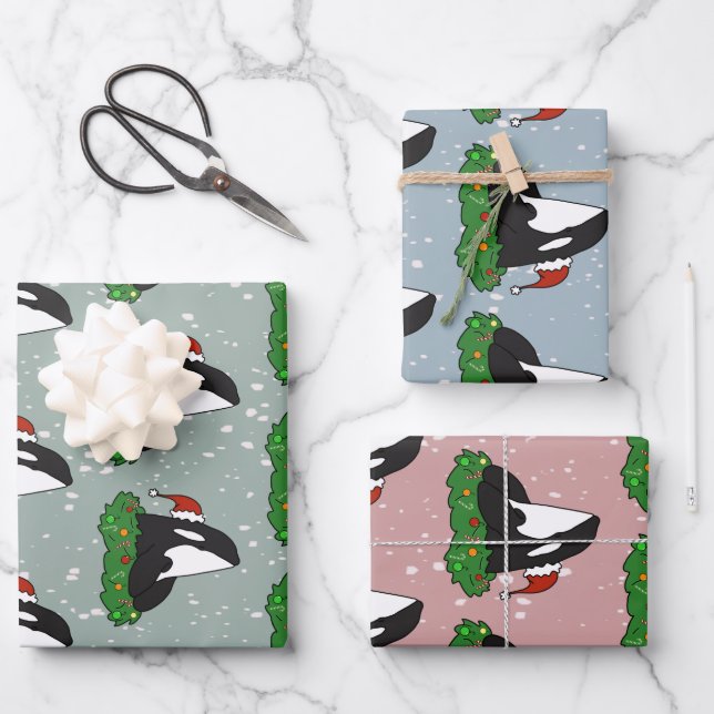 Christmas Orca Killer Whale Geschenkpapier Set (Vorderseite)