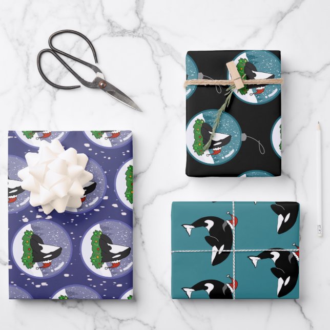 Christmas Orca Killer Whale Geschenkpapier Set (Vorderseite)