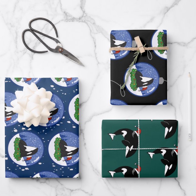 Christmas Orca Killer Whale Geschenkpapier Set (Vorderseite)