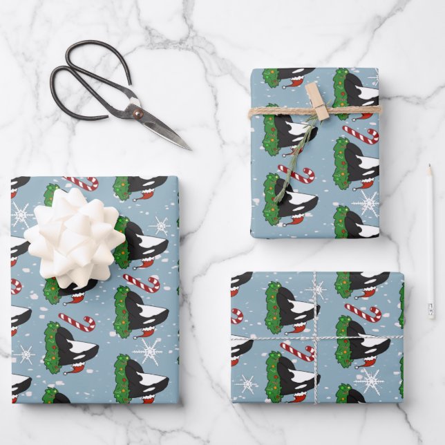 Christmas Orca Killer Whale Geschenkpapier Set (Vorderseite)